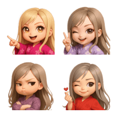 お祭り♪浴衣のギャル絵文字