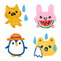 Summer Emojis with a Crayon Touch