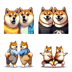 Pixel art brothers fat shiba emoji