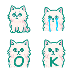 かわいい長毛猫+26英語（ミントグリーン）