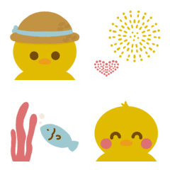 ひよこの可愛い夏絵文字。