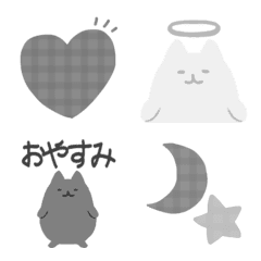ほっこりモノトーン絵文字。時々ねこ。