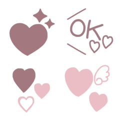 くすみピンク】ハートだらけの絵文字