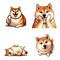 Pixel art dog mind fat shiba emoji