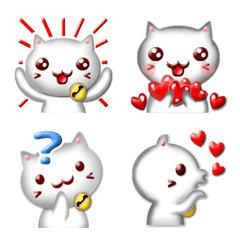 動く、素朴な白猫の絵文字【3D】