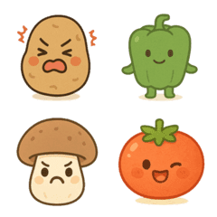 Cute vegetables in a picture book style
