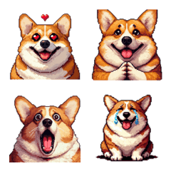 Pixel art no word fat corgi emoji