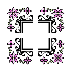 フレーム絵文字 vol.97 カリグラフィ花