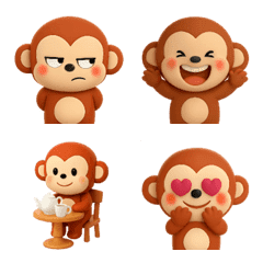 毎日使える✨かわいいさるの絵文字✨3D