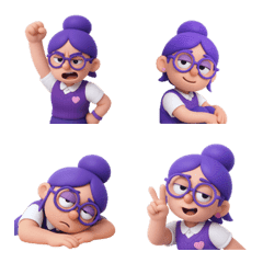 戴紫色眼鏡的睏倦女孩表情符號