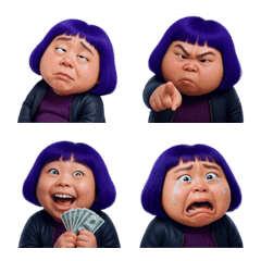 胖胖紫髮女孩表情符號