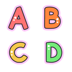 カラフル ピンクフレーム ABC 数字 絵文字