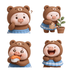 クマの着ぐるみを着たブタの絵文字