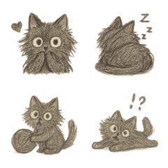 喜怒哀楽♪長毛黒猫かわいいLINE絵文字