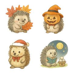 表情豊か♡秋冬ハリネズミ絵文字セット