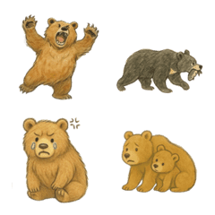 いろんな画風のヒグマ・ツキノワグマ絵文字