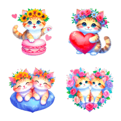 毎日使える 花冠ねこ 日常 ハート
