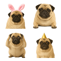 Cute emojis of realistic pugs