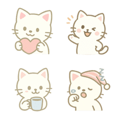 療癒白貓貼圖