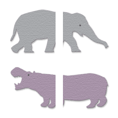色画用紙 つながる動物 切り絵 絵文字