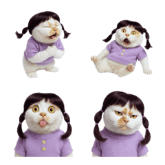 可愛的辮子頭貓咪表情符號