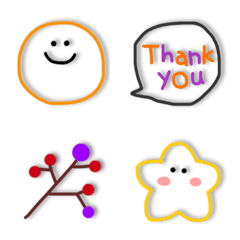 秋のほっこり線画絵文字