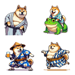 Pixel art yukata fat shiba emoji