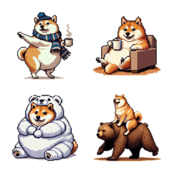 Pixel art Hokkaido fat shiba emoji