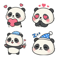 Lovely Panda Emoji with Hearts