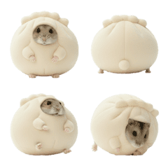 A hamster wearing a bao bun outfit