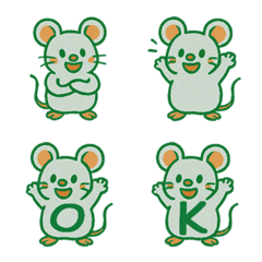 可愛老鼠表情+26英文字母(綠色)