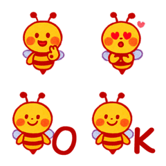 可愛蜜蜂表情+26英文字母(紅色)