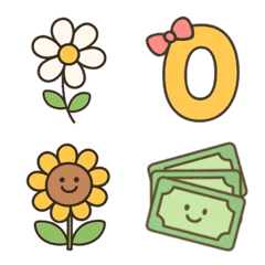 อิโมจิตัวเลข ดอกไม้ เงินทอง ของตกแต่ง