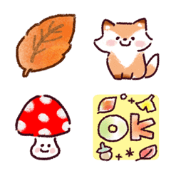 Moving crayon-style autumn emojis