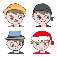 The boy's various hat emoticons