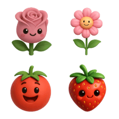 Vegetables, fruits, flowers emoji
