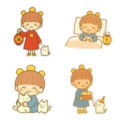小花灯と小団子の絵文字ステッカー