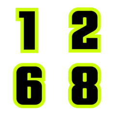 Emoji numbers Neon Yellow-Black 2