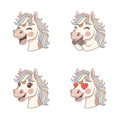 文青手繪風小馬開運可愛Emoji