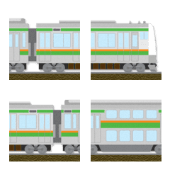 東京 緑／橙の電車と駅名標〔2階建て車両〕