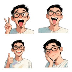 眼鏡開心帥哥日常(40組)