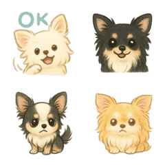 チワワ絵文字コレクションいろんな毛色表情