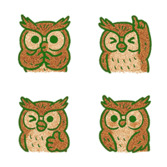 人氣動物園的可愛貓頭鷹日常表情(綠色)