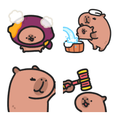 水豚媽媽與小水豚♥動態表情貼5 秋冬篇