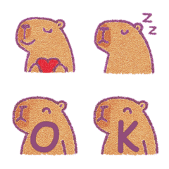 動物園的可愛水豚表情+26英文字母(紫色)