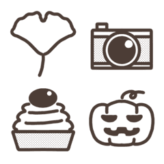 Thick black line drawing emoji.(Autumn)