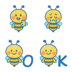 可愛蜜蜂表情+26英文字母(藍色)