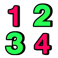Numbers emoji : Gradient pink green v.2
