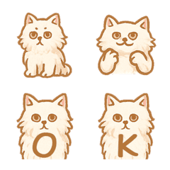 可愛長毛貓咪表情+26英文字母(奶茶色)