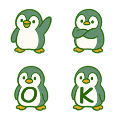 可愛企鵝表情+26英文字母(綠色)